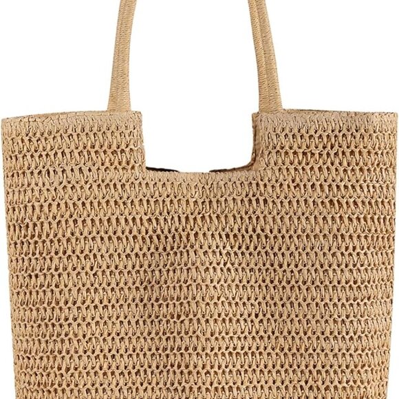 Straw Beach Bags, Women Summer Woven Tote Bag Large Boho Shoulder Handbags - Picture 6 of 6